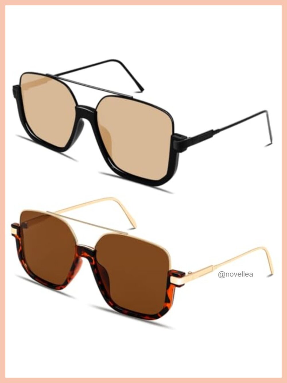 Oversized Square Aviator Sunglasses Women Men UV400 Retro
